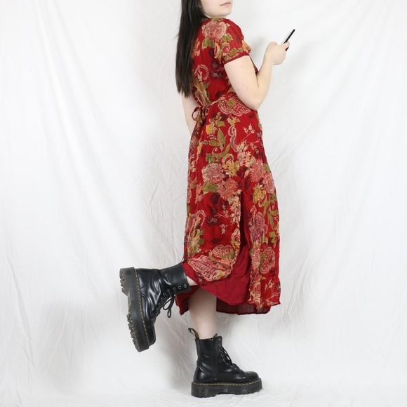 Vintage Red Floral Dress - Picture 2 of 5
